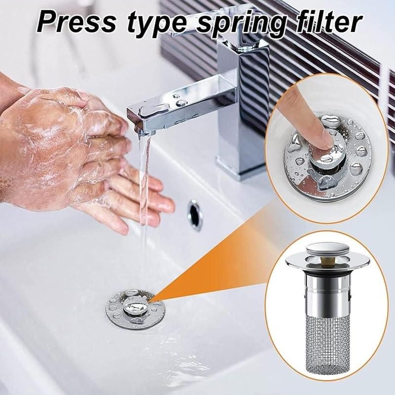 Sink Hair Filter, Removable Stainless Steel Drain Stopper Plug